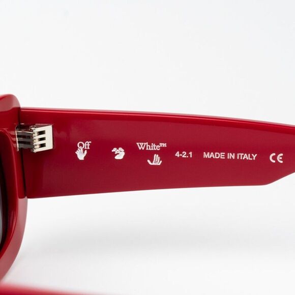NEW Off-White CARRARA 507 Red Dark Grey Unisex Rectangular Sunglasses - Picture 9 of 12